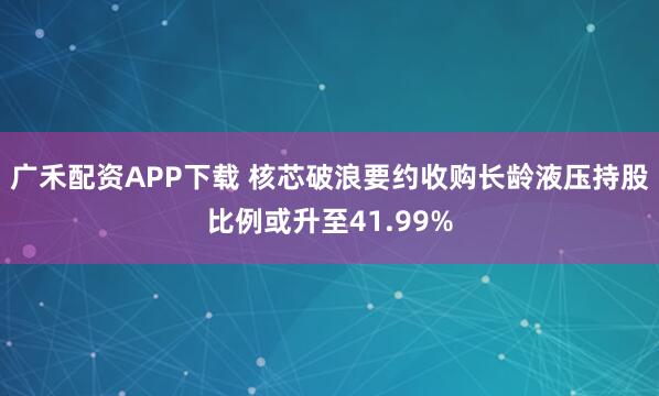广禾配资APP下载 核芯破浪要约收购长龄液压持股比例或升至41.99%