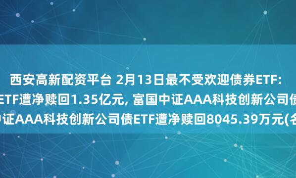 西安高新配资平台 2月13日最不受欢迎债券ETF: 博时上证30年期国债ETF遭净赎回1.35亿元, 富国中证AAA科技创新公司债ETF遭净赎回8045.39万元(名单)